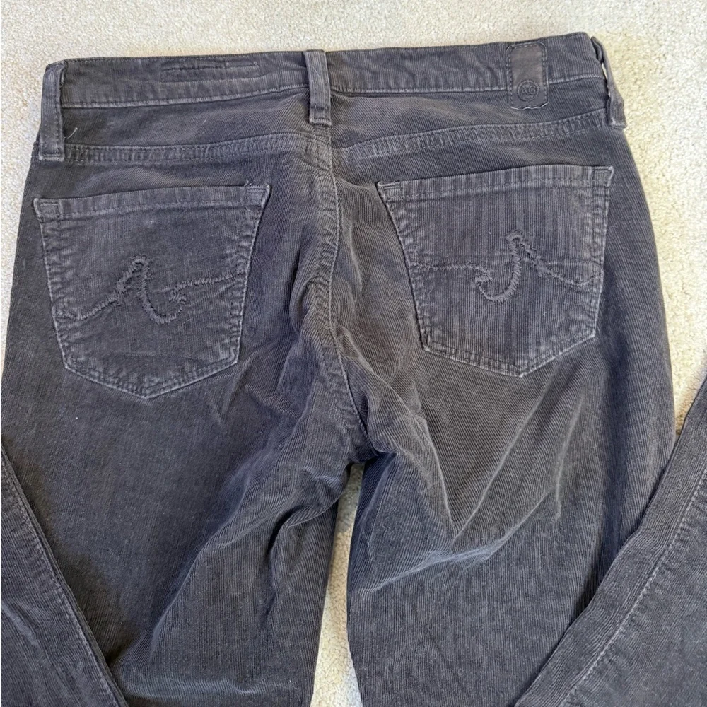 AG Adriano Goldschmied Black Charcoal Velvet Corduroy Straight Leg Pants Size 25 - Picture 12 of 16